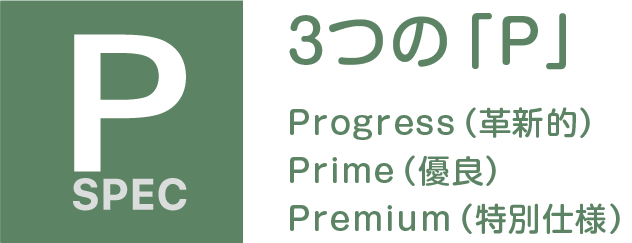 Progress（革新的）Prime（優良）Premium（特別仕様）