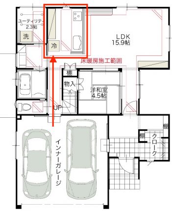 ガレージから直接家の中へ